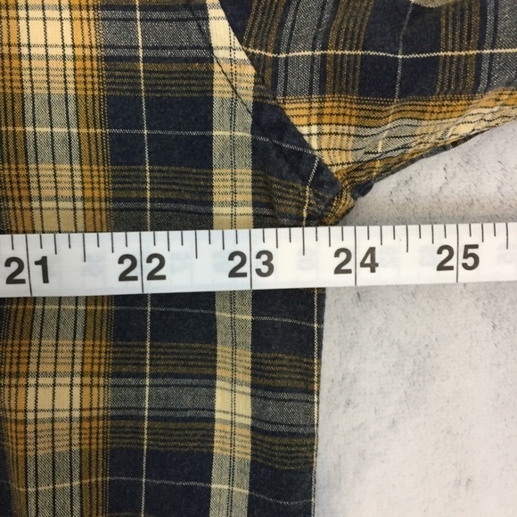 US Expedition Plaid Shirt Mens XL Long Sleeve Button Up Cotton Blue and Mustard - Picture 11 of 12